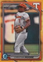 2024 Bowman Draft #BDC13 Christian Moore Chrome-College Variation-Gold Refractor Baseball Card