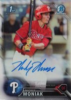 2016 Bowman Draft Chrome Draft Picks Autographs #CDAMM Mickey Moniak Refractor Baseball Card