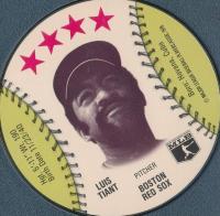 1976 Isaly's Sweet William Disc # Luis Tiant Baseball Card