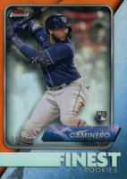2024 Topps Finest Finest Rookie Design Variation #FRD8 Junior Caminero Orange Refractor Baseball Card