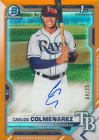 2021 Bowman Chrome Prospect Autographs #CPACC Carlos Colmenarez Orange Refractor Baseball Card