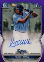 2023 Bowman Chrome Prospect Autographs #CPAXI Xavier Isaac Purple Refractor Baseball Card