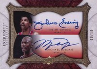 2007 Upper Deck Exquisite Collection Enshrinements Dual #JE Julius Irving/Michael Jordan Basketball Card