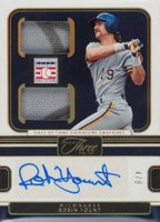2023 Panini Three and Two Hall of Fame Signature Swatches #HSSRY Robin Yount Holo Gold Baseball Card