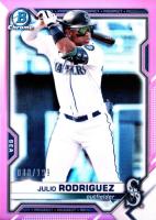 2021 Bowman Chrome Prospects #BCP86 Julio Rodriguez Fuchsia Refractor Baseball Card