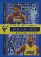 2020 Panini Flux Deja VU #8 Anthony Edwards/Dwyane Wade Blue Basketball Card