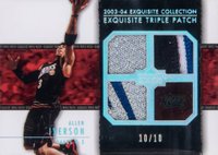 2003 Upper Deck Exquisite Collection Exquisite Triple Patch #E3PAI Allen Iverson Basketball Card