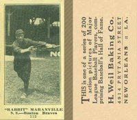 1916 Weil Baking Co. #112 Rabbit Maranville Baseball Card