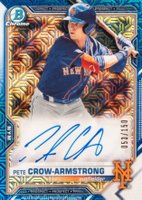 2021 Bowman Mega Box Chrome Autographs #BMAPC Pete Crow-Armstrong Blue Refractor Baseball Card