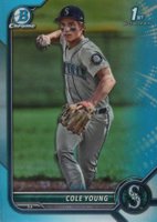 2022 Bowman Draft #BDC112 Cole Young Chrome-Sky Blue Refractor Baseball Card