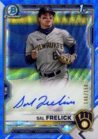 2021 Bowman Draft Chrome Draft Pick Autographs #CDASF Sal Frelick Blue Wave Refractor Baseball Card