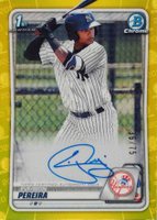 2020 Bowman Chrome Prospect Autographs #CPAEP Everson Pereira Yellow Refractor Baseball Card