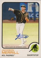 2022 Topps Heritage Minor League Real One Autographs #ROAJMl Jackson Merrill Baseball Card