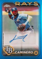 2024 Topps Chrome Update Chrome Baseball Update Series Autographs #ACJCA Junior Caminero Blue Refractor Baseball Card
