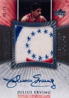 2005 Upper Deck Exquisite Collection Limited Logos Autograph Patch #LL-JE Julius Erving Basketball Card