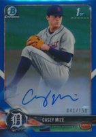 2018 Bowman Draft Chrome Draft Picks Autographs #CDACM Casey Mize Blue Refractor Baseball Card