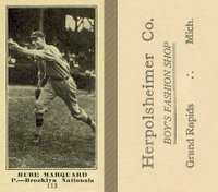1916 Herpolsheimer Co. #113 Rube Marquard Baseball Card