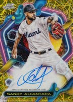 2023 Topps Cosmic Chrome Cosmic Chrome Autograph #SA Sandy Alcantara Gold Interstellar Baseball Card