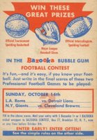 1956 Topps # Contest Card,Oct 14 Rams-Lions/Giants-Browns Football Card