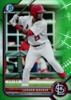 2022 Bowman Chrome Prospects #BCP20 Jordan Walker Green Refractor Baseball Card