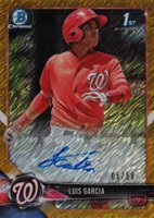2018 Bowman Chrome Prospects Autographs #BCPALGA Luis Garcia Gold Shimmer Baseball Card