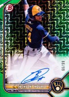 2022 Bowman Chrome Mega Box Autographs #JCR Jackson Chourio Green Refractor Baseball Card