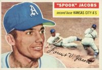 1956 Topps #151w Spook Jacobs White Back Baseball Card