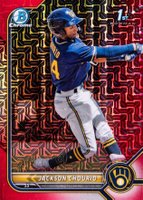 2022 Bowman Mega Box Chrome #79 Jackson Chourio Red Refractor Baseball Card