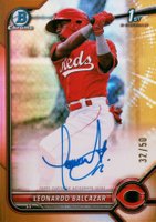 2022 Bowman Chrome Prospect Autographs #CPALB Leonardo Balcazar Gold Refractor Baseball Card