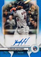 2020 Bowman Sterling Rookie Autographs #YA Yordan Alvarez Blue Refractor Baseball Card