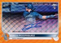 2022 Topps Chrome Rookie Autographs #RAJRO Julio Rodriguez Orange Wave Refractor Baseball Card