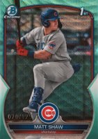 2023 Bowman Draft #BDC33 Matt Shaw Chrome-Aqua Wave Baseball Card