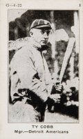 1922 Strip Card #8 Ty Cobb Hand Cut Baseball Card