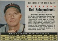 1961 Post Cereal #111 Red Schoendienst Hand Cut Baseball Card