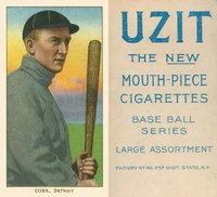 1909 White Borders UZIT #98 Ty Cobb Bat Off Shoulder Baseball Card