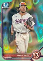 2022 Bowman Draft #BDC171 James Wood Chrome-Aqua Lava Refractor Baseball Card