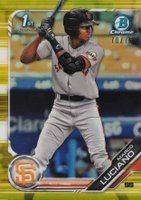 2019 Bowman Prospects Chrome #82 Marco Luciano Yellow Refractor Baseball Card