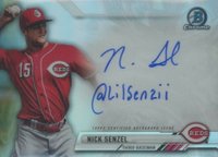 2017 Bowman Chrome Prime Chrome Inscription Autograph #NS Nick Senzel Baseball Card