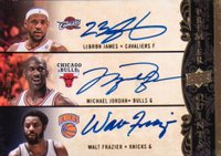 2008 Upper Deck Premier Quints Autographs #JGGJF LeBron James/Michael Jordan/Walt Frazier/Kevin Garnett/George Gervin Basketball Card