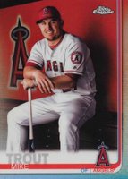 2019 Topps Chrome #200 Mike Trout Sitting in Dugout-Refractor Baseball Card