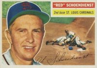 1956 Topps #165w Red Schoendienst White Back Baseball Card