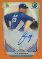 2014 Bowman Chrome Autograph Prospects #JU Julio Urias Orange Refractor Baseball Card