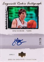 2003 Upper Deck Exquisite Collection #50 Kyle Korver Autograph-Gold Basketball Card