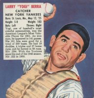1952 Red Man Tobacco # Yogi Berra Hand Cut-Without Tab Baseball Card