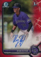 2022 Bowman Draft Chrome Draft Pick Autographs #CDARR Ryan Ritter Red Wave Refractor Baseball Card