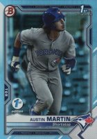 2021 Bowman 1st Edition #BFE87 Austin Martin Sky Blue Foil Baseball Card