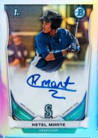 2014 Bowman Prospect Autograph #KM Ketel Marte Chrome-Refractor Baseball Card