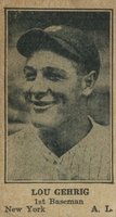 1925 Strip Card # Loe Gehrig 1st baseman Baseball Card