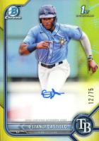 2022 Bowman Chrome Prospect Autographs #CPAEC Estanli Castillo Yellow Refractor Baseball Card