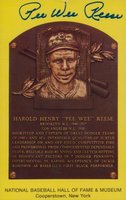 1999 Hall of Fame Autographs # Pee Wee Reese Yellow HOF Plaque Baseball Card